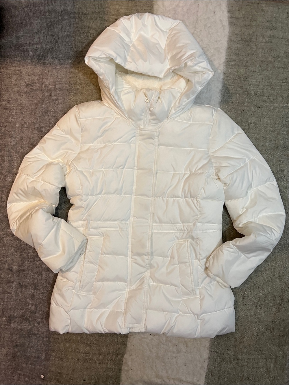 GAP White Hooded Puffer Coat
